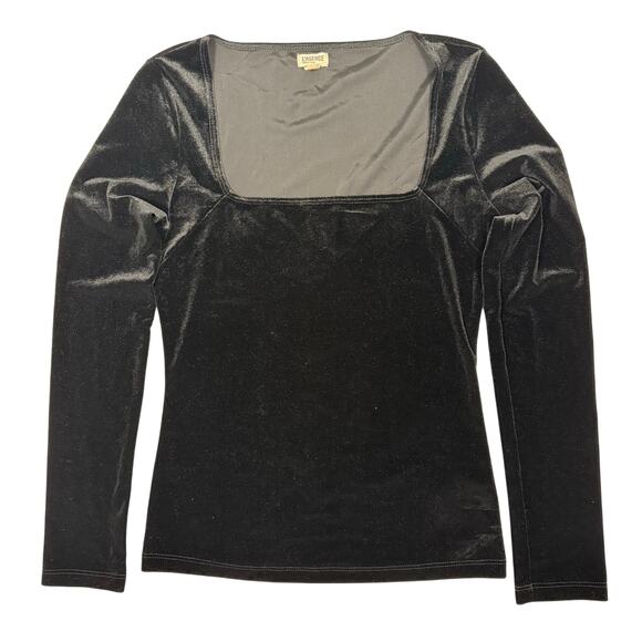 L’Agence Kinley Velvet Square Neck Top Black Small Stretch Long Sleeve - Picture 4 of 8